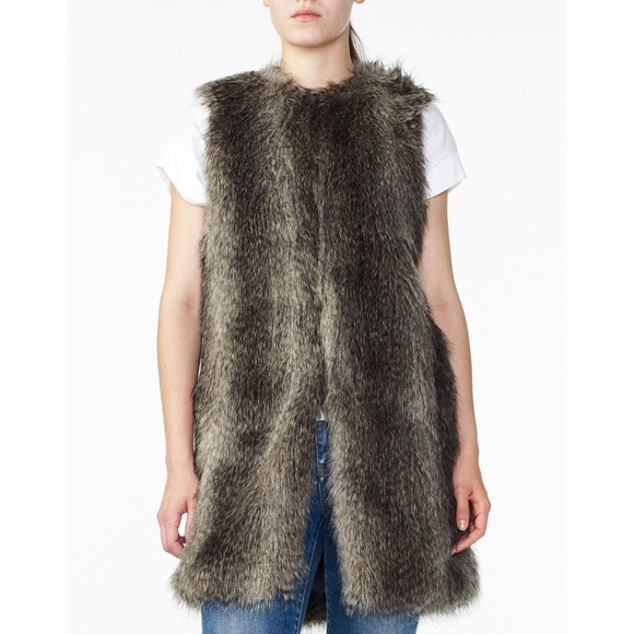 NWT Armani Exchange Long Fur Vest - Picture 3 of 6